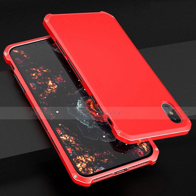 Funda Lujo Marco de Aluminio Carcasa para Apple iPhone X Rojo