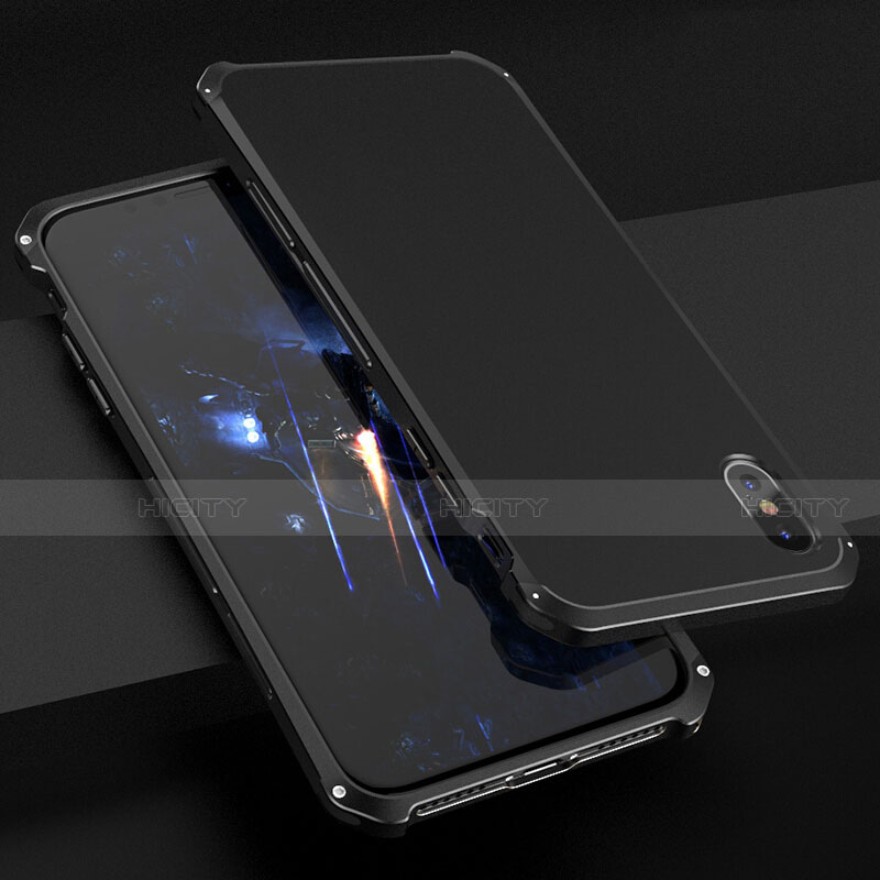 Funda Lujo Marco de Aluminio Carcasa para Apple iPhone Xs Max Negro