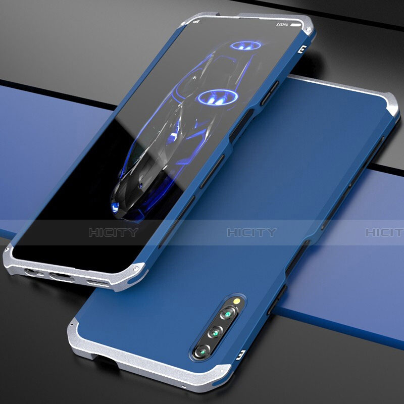 Funda Lujo Marco de Aluminio Carcasa para Huawei Honor 9X Pro Plata y Azul
