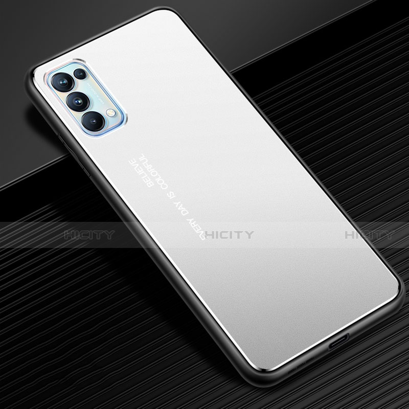 Funda Lujo Marco de Aluminio Carcasa para Oppo Reno5 Pro 5G Plata