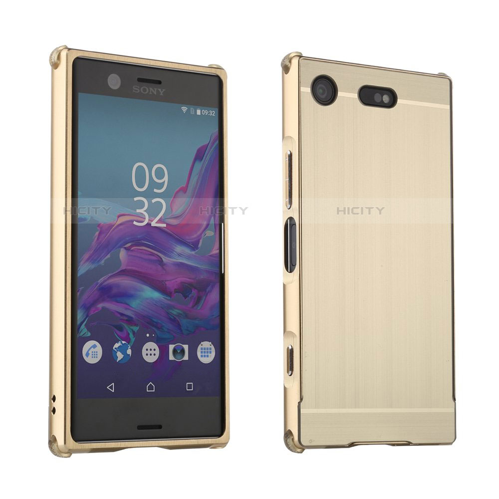 Funda Lujo Marco de Aluminio Carcasa para Sony Xperia XZ1 Compact Oro