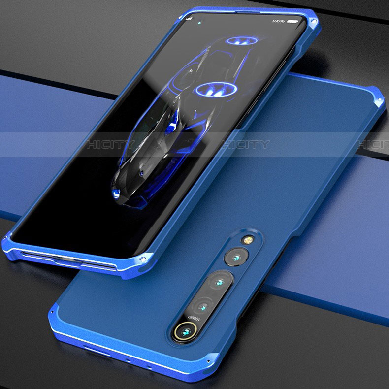 Funda Lujo Marco de Aluminio Carcasa para Xiaomi Mi 10 Azul