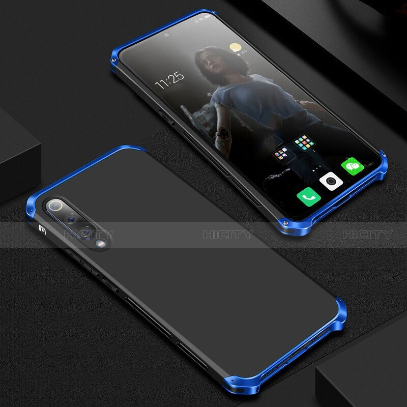 Funda Lujo Marco de Aluminio Carcasa para Xiaomi Mi 9 Pro 5G Azul y Negro