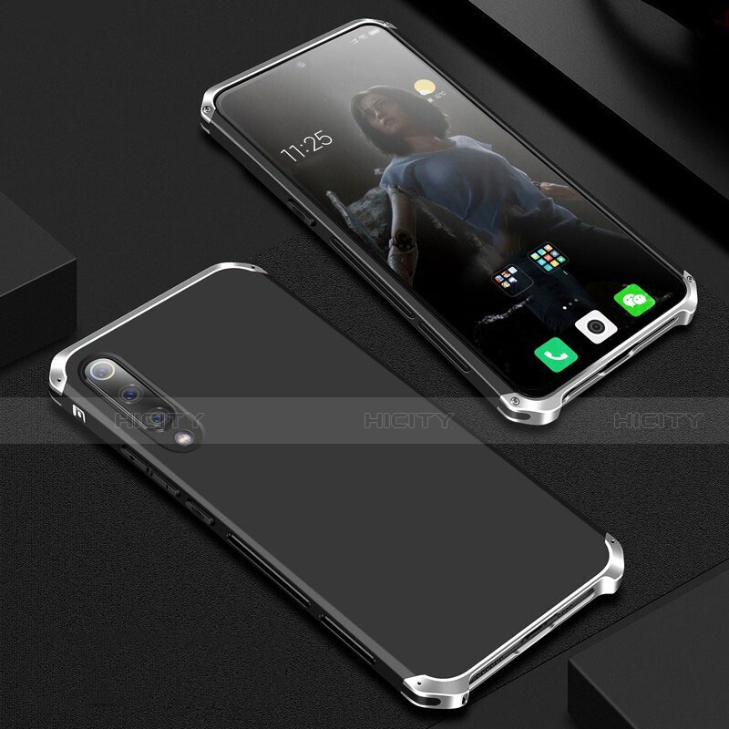 Funda Lujo Marco de Aluminio Carcasa para Xiaomi Mi 9 Pro Plata y Negro