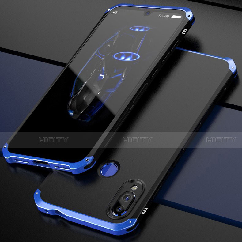 Funda Lujo Marco de Aluminio Carcasa para Xiaomi Redmi Note 7 Azul y Negro