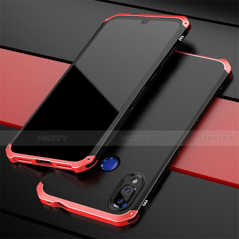 Funda Lujo Marco de Aluminio Carcasa para Xiaomi Redmi Note 7 Pro Rojo y Negro