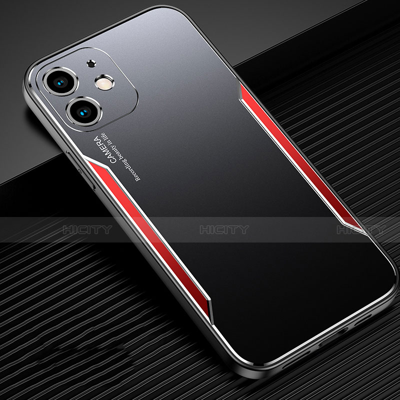 Funda Lujo Marco de Aluminio Carcasa T01 para Apple iPhone 12 Mini Rojo