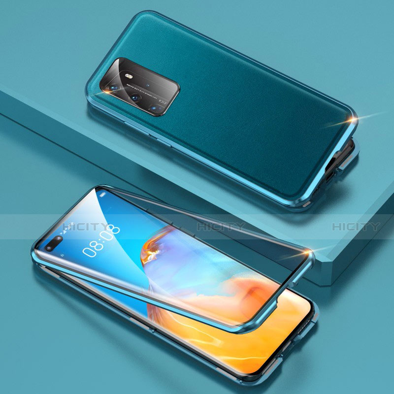 Funda Lujo Marco de Aluminio Carcasa T01 para Huawei P40 Pro Cian