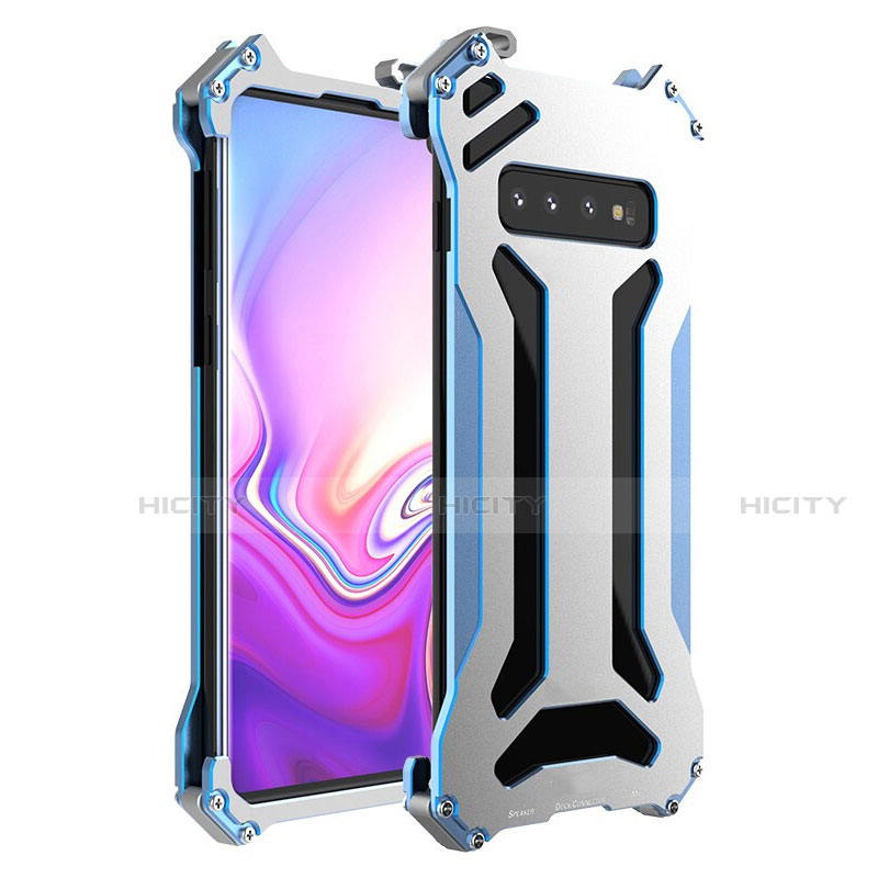 Funda Lujo Marco de Aluminio Carcasa T01 para Samsung Galaxy S10 Plata