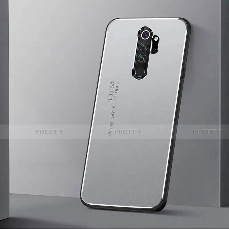 Funda Lujo Marco de Aluminio Carcasa T01 para Xiaomi Redmi Note 8 Pro Plata