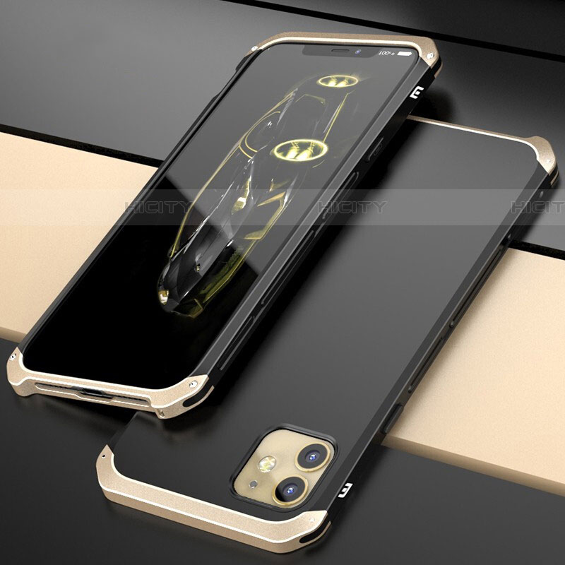 Funda Lujo Marco de Aluminio Carcasa T02 para Apple iPhone 11 Oro