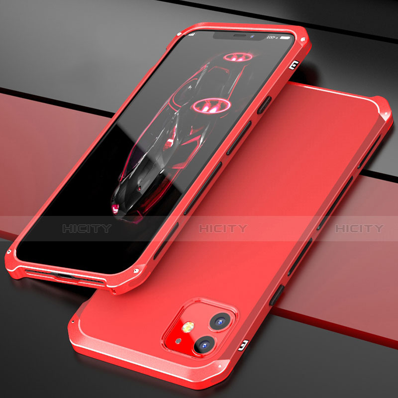 Funda Lujo Marco de Aluminio Carcasa T02 para Apple iPhone 12 Mini Rojo