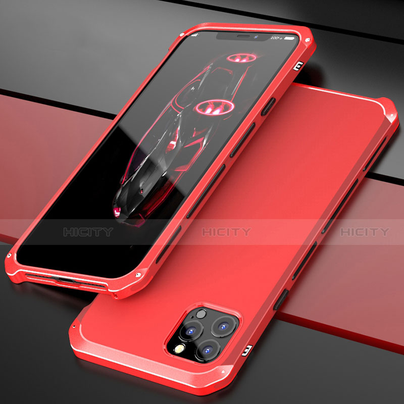 Funda Lujo Marco de Aluminio Carcasa T02 para Apple iPhone 12 Pro Max Rojo