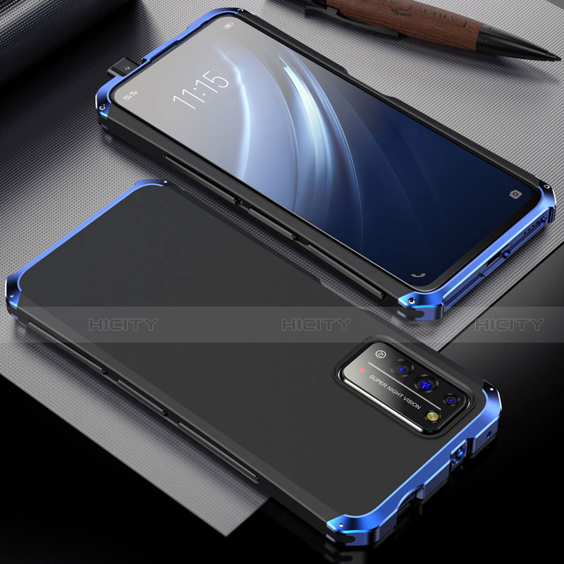 Funda Lujo Marco de Aluminio Carcasa T02 para Huawei Honor X10 5G Azul y Negro