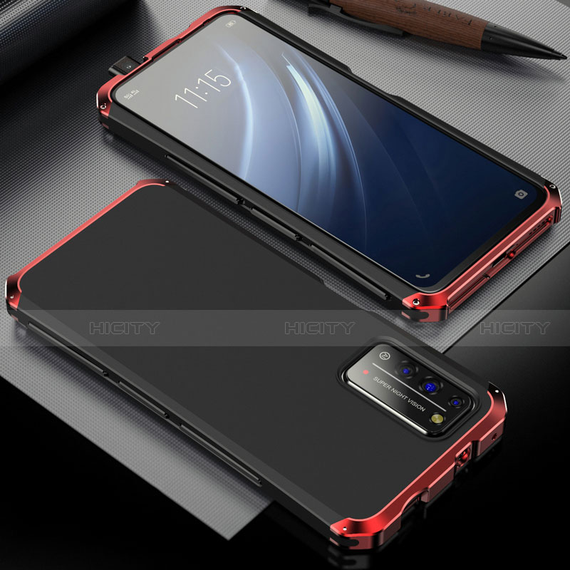 Funda Lujo Marco de Aluminio Carcasa T02 para Huawei Honor X10 5G Rojo y Negro