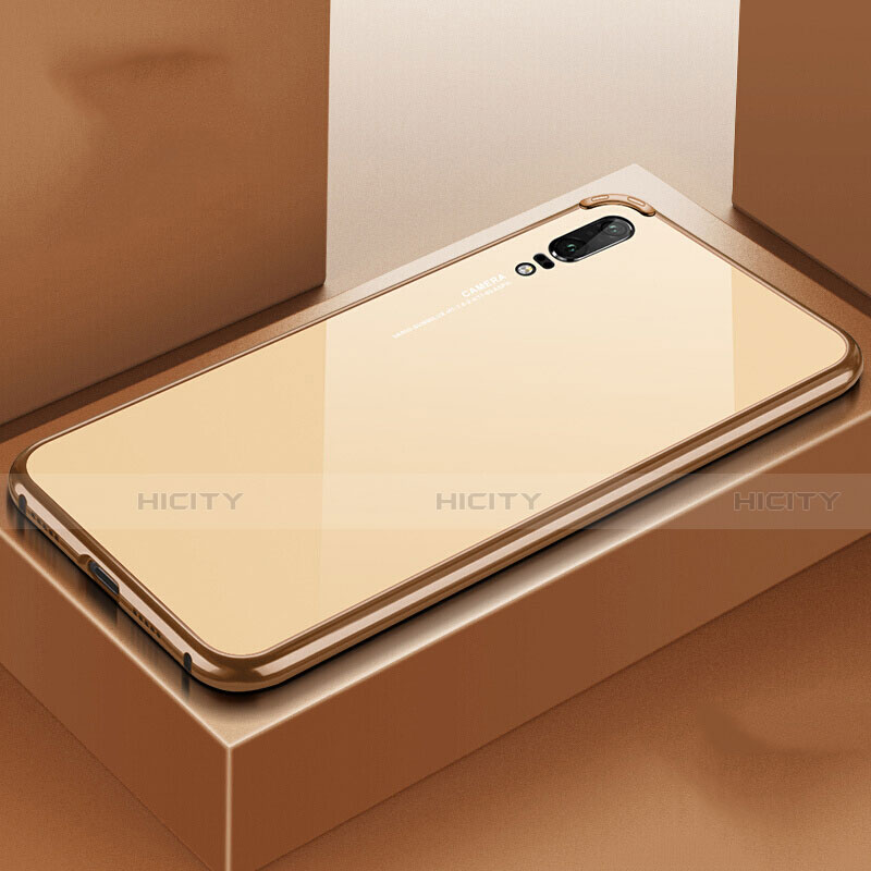 Funda Lujo Marco de Aluminio Carcasa T02 para Huawei P20 Oro