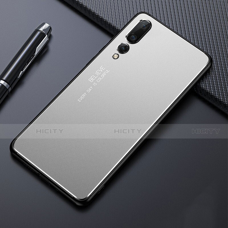 Funda Lujo Marco de Aluminio Carcasa T03 para Huawei P20 Pro Plata