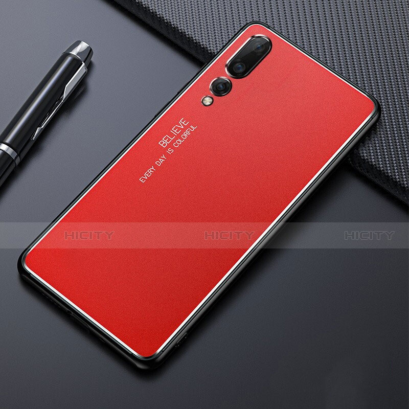 Funda Lujo Marco de Aluminio Carcasa T03 para Huawei P20 Pro Rojo