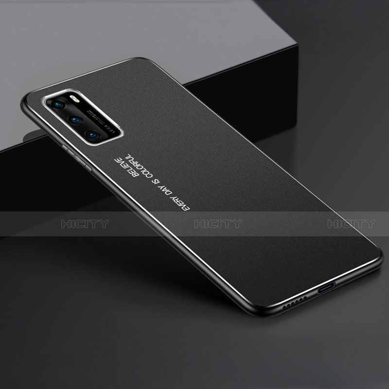 Funda Lujo Marco de Aluminio Carcasa T05 para Huawei P40 Negro