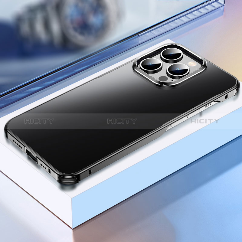 Funda Lujo Marco de Aluminio Carcasa TB1 para Apple iPhone 14 Pro Max Negro