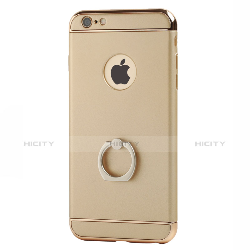 Funda Lujo Marco de Aluminio con Anillo de dedo Soporte para Apple iPhone 6S Plus Oro