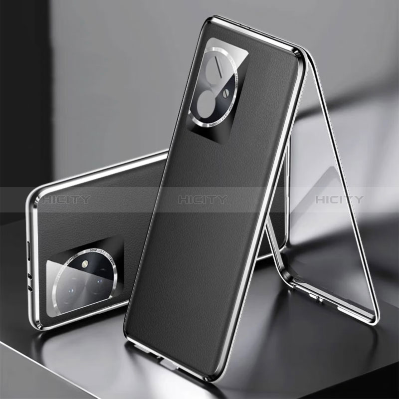 Funda Lujo Marco de Aluminio y Cuero Carcasa 360 Grados P01 para Huawei Honor 100 5G