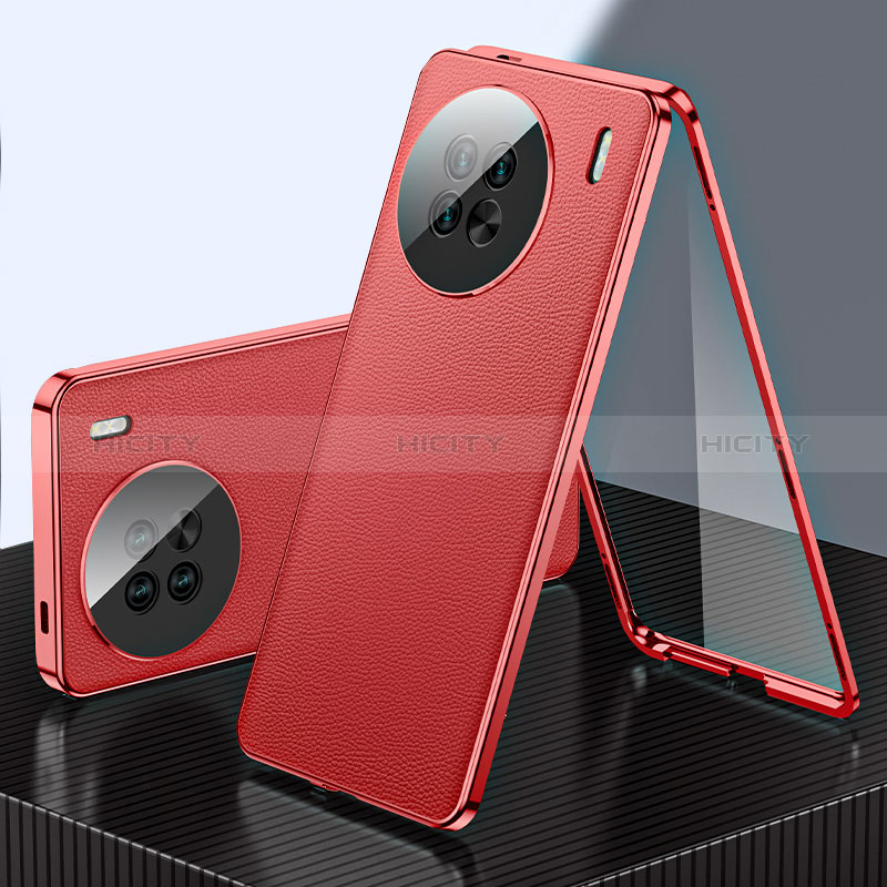 Funda Lujo Marco de Aluminio y Cuero Carcasa 360 Grados para Vivo X90 Pro 5G