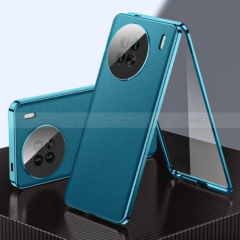 Funda Lujo Marco de Aluminio y Cuero Carcasa 360 Grados para Vivo X90 Pro 5G