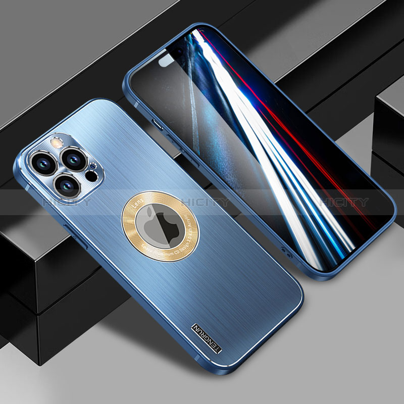 Funda Lujo Marco de Aluminio y Silicona Carcasa Bumper con Mag-Safe Magnetic JL1 para Apple iPhone 14 Pro Max Azul