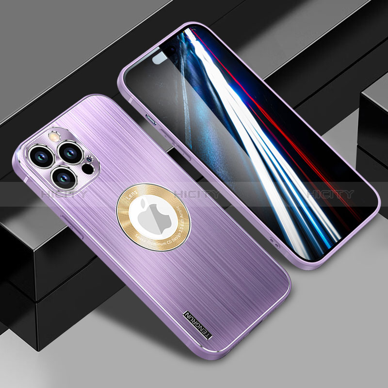 Funda Lujo Marco de Aluminio y Silicona Carcasa Bumper con Mag-Safe Magnetic JL1 para Apple iPhone 15 Pro Morado