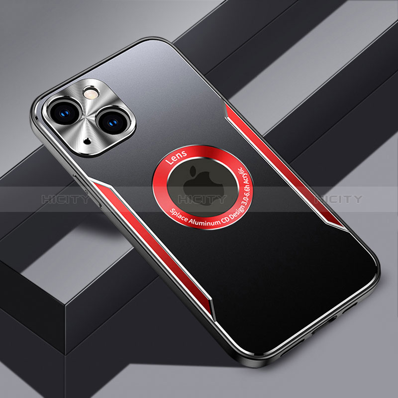 Funda Lujo Marco de Aluminio y Silicona Carcasa Bumper con Mag-Safe Magnetic JL3 para Apple iPhone 13 Rojo
