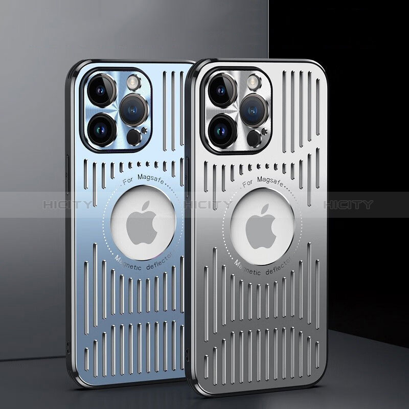 Funda Lujo Marco de Aluminio y Silicona Carcasa Bumper con Mag-Safe Magnetic TX1 para Apple iPhone 14 Pro Max