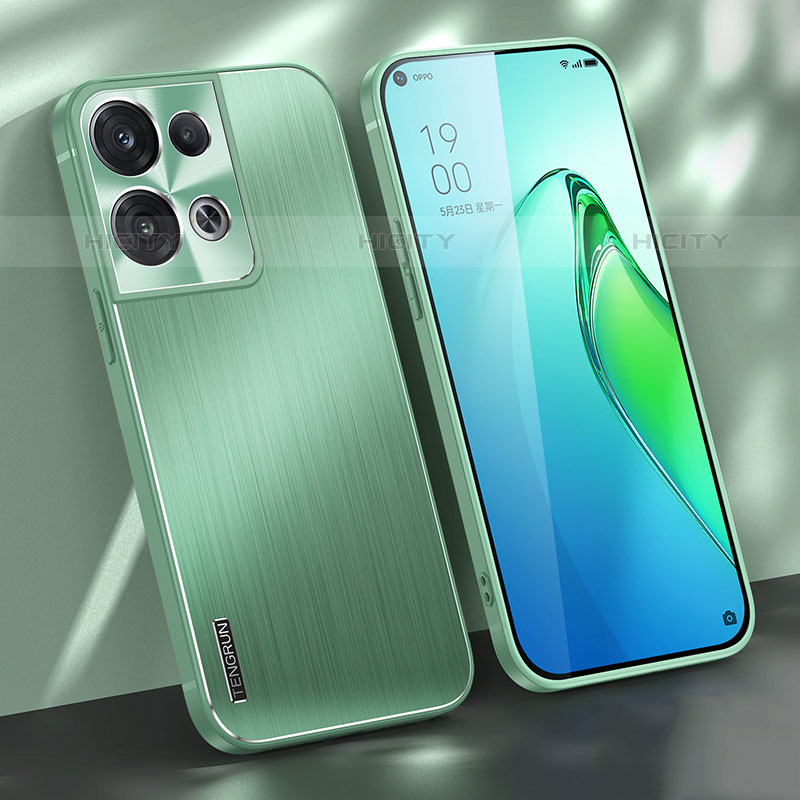 Funda Lujo Marco de Aluminio y Silicona Carcasa Bumper J01 para Oppo Reno9 5G Verde