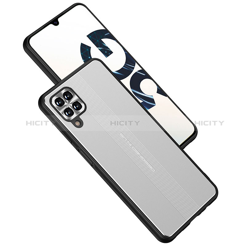 Funda Lujo Marco de Aluminio y Silicona Carcasa Bumper JL1 para Samsung Galaxy A12 Nacho Plata