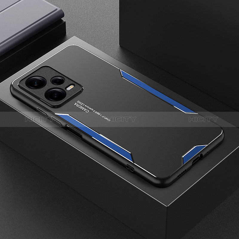 Funda Lujo Marco de Aluminio y Silicona Carcasa Bumper JL2 para Xiaomi Redmi Note 12 Explorer Azul