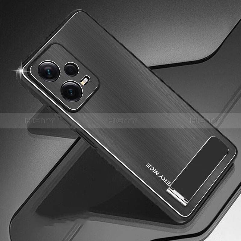 Funda Lujo Marco de Aluminio y Silicona Carcasa Bumper JS2 para Xiaomi Redmi Note 12 Pro+ Plus 5G Negro