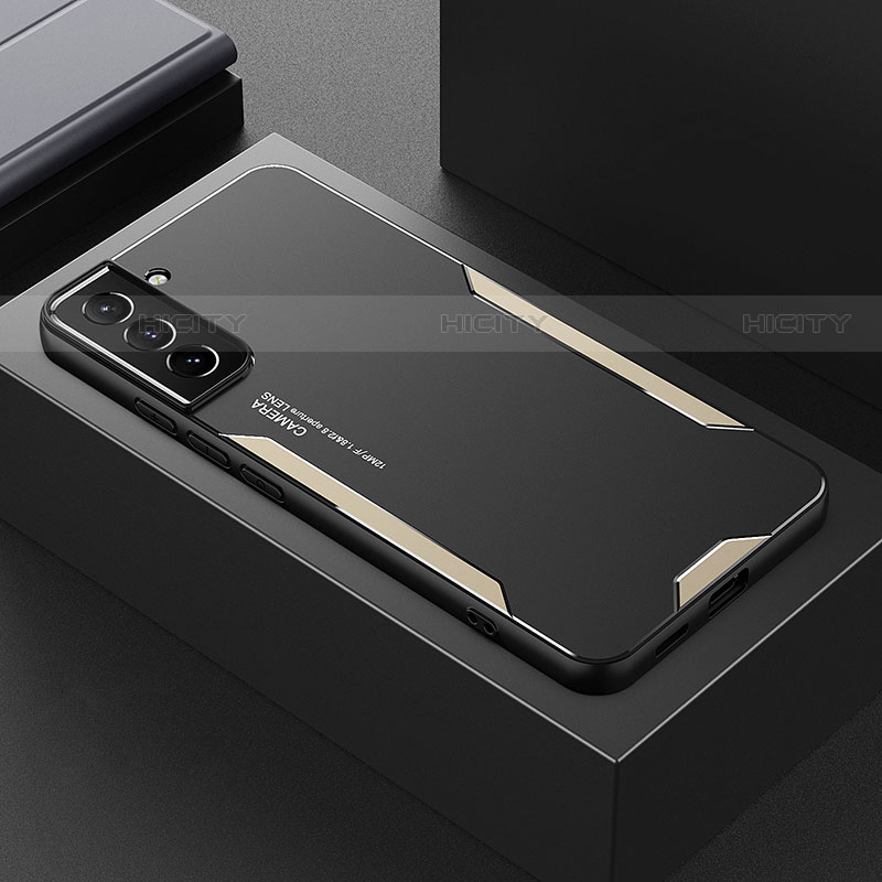 Funda Lujo Marco de Aluminio y Silicona Carcasa Bumper M01 para Samsung Galaxy S21 5G Oro