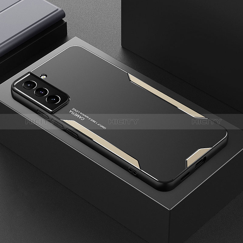 Funda Lujo Marco de Aluminio y Silicona Carcasa Bumper M01 para Samsung Galaxy S24 5G Oro