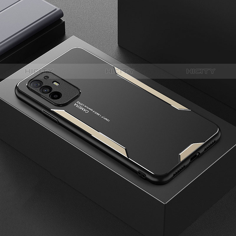 Funda Lujo Marco de Aluminio y Silicona Carcasa Bumper para Oppo F19 Pro+ Plus 5G Oro