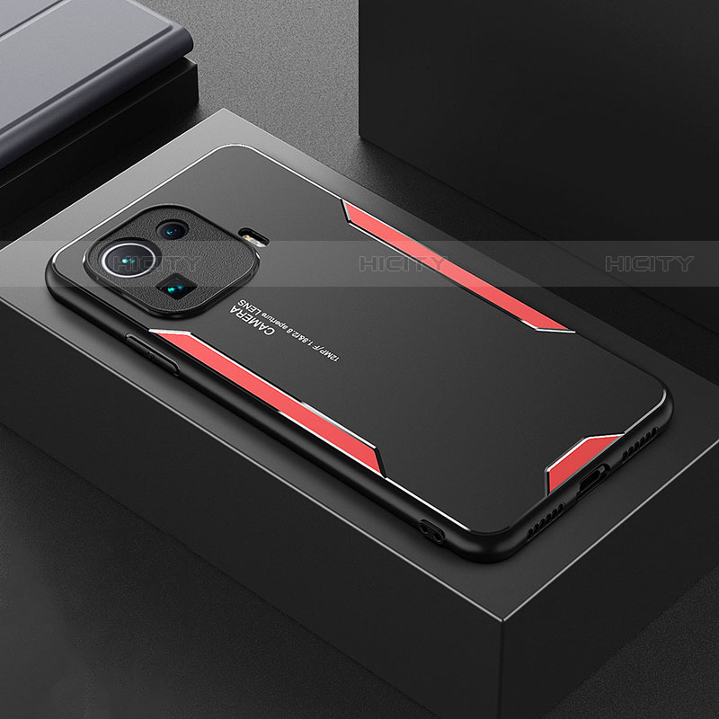 Funda Lujo Marco de Aluminio y Silicona Carcasa Bumper para Xiaomi Mi 11 Pro 5G Rojo