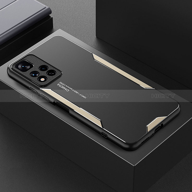 Funda Lujo Marco de Aluminio y Silicona Carcasa Bumper para Xiaomi Mi 11i 5G (2022) Oro
