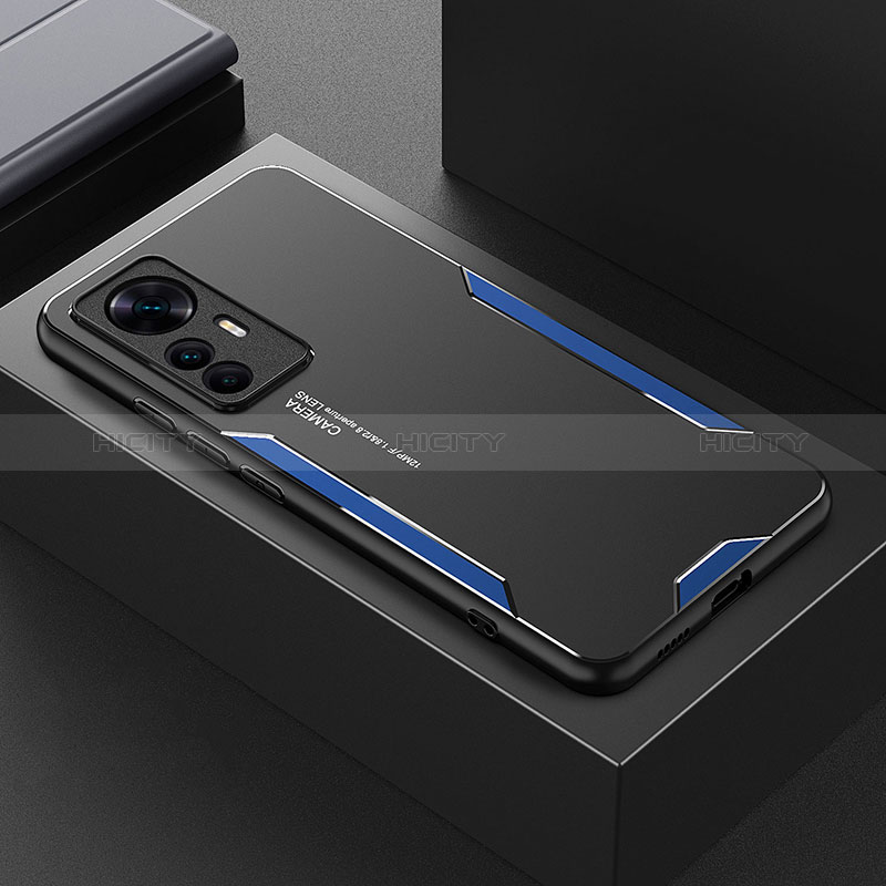 Funda Lujo Marco de Aluminio y Silicona Carcasa Bumper para Xiaomi Mi 12T 5G Azul
