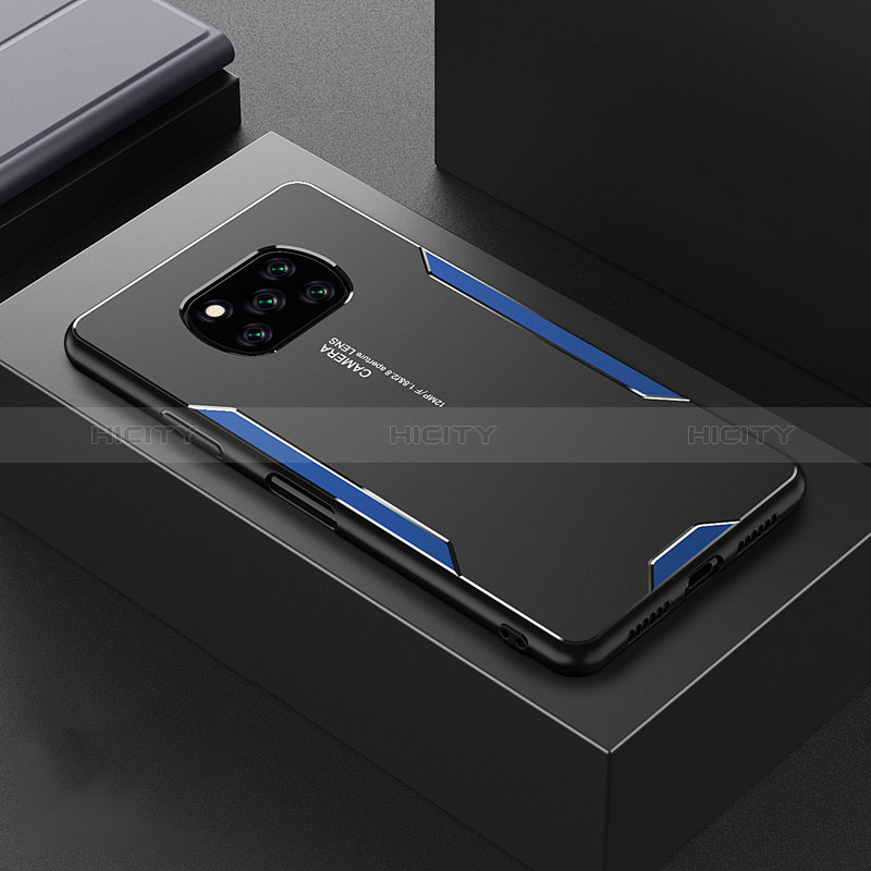 Funda Lujo Marco de Aluminio y Silicona Carcasa Bumper para Xiaomi Poco X3 NFC Azul