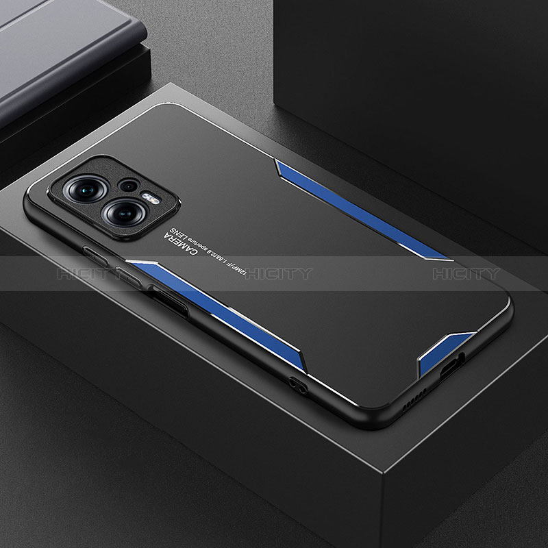 Funda Lujo Marco de Aluminio y Silicona Carcasa Bumper para Xiaomi Poco X4 GT 5G Azul