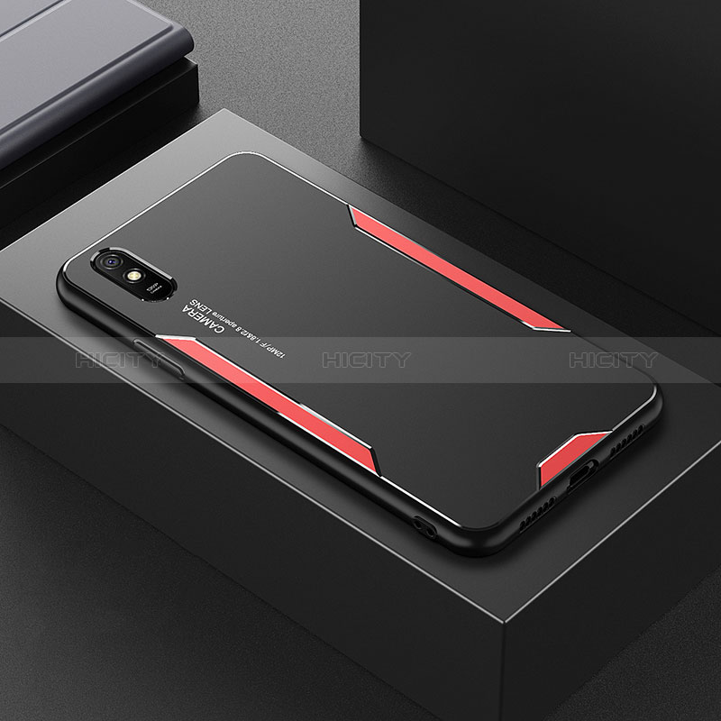 Funda Lujo Marco de Aluminio y Silicona Carcasa Bumper para Xiaomi Redmi 9AT Rojo