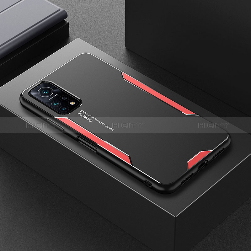 Funda Lujo Marco de Aluminio y Silicona Carcasa Bumper para Xiaomi Redmi K30S 5G Rojo