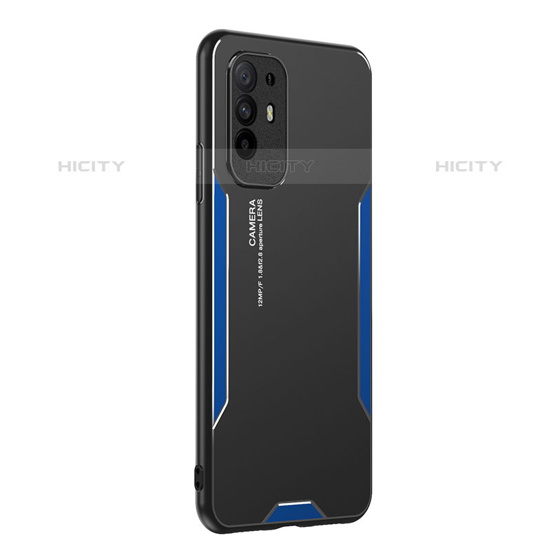 Funda Lujo Marco de Aluminio y Silicona Carcasa Bumper PB1 para Oppo Reno5 Z 5G Azul