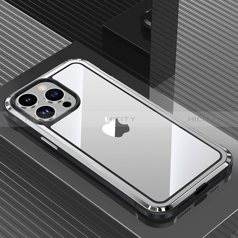 Funda Lujo Marco de Aluminio y Silicona Carcasa Bumper QC1 para Apple iPhone 13 Pro Max