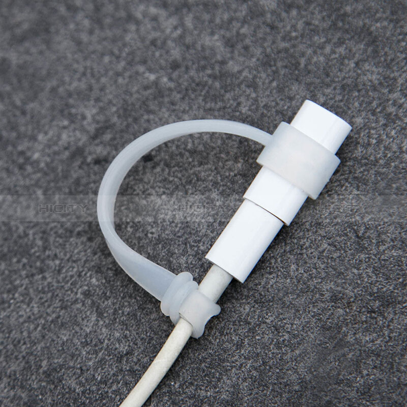 Funda Silicona Cap Tapa Soporte Cable Lightning Adaptador Tether Anti-Perdido P02 para Apple Pencil Blanco