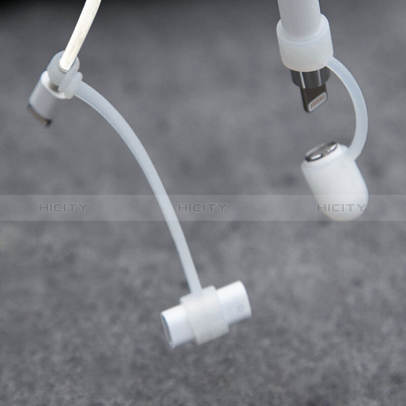 Funda Silicona Cap Tapa Soporte Cable Lightning Adaptador Tether Anti-Perdido para Apple Pencil Blanco
